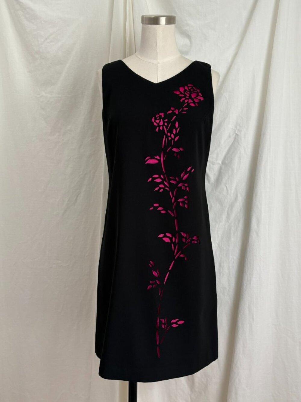 Vintage Positive Attitude Black Hot Pink Dress Sheath Dress Sz 6 Y2K 90s Whimsy